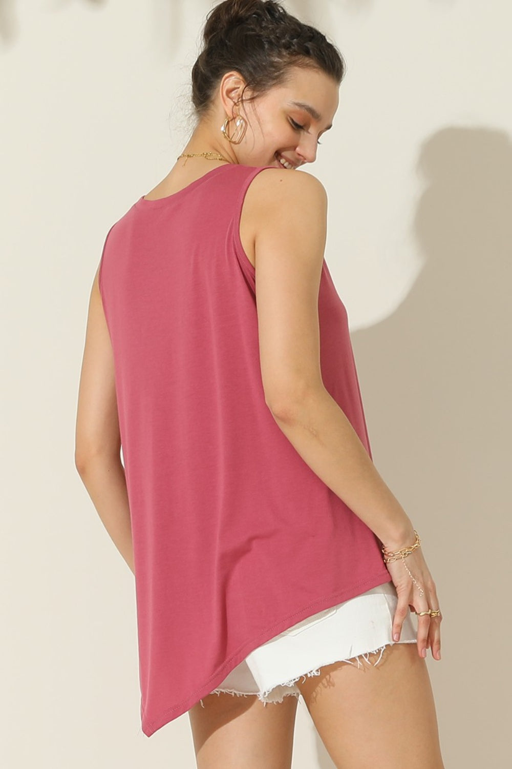 Ninexis Round Neck Button Side Tank